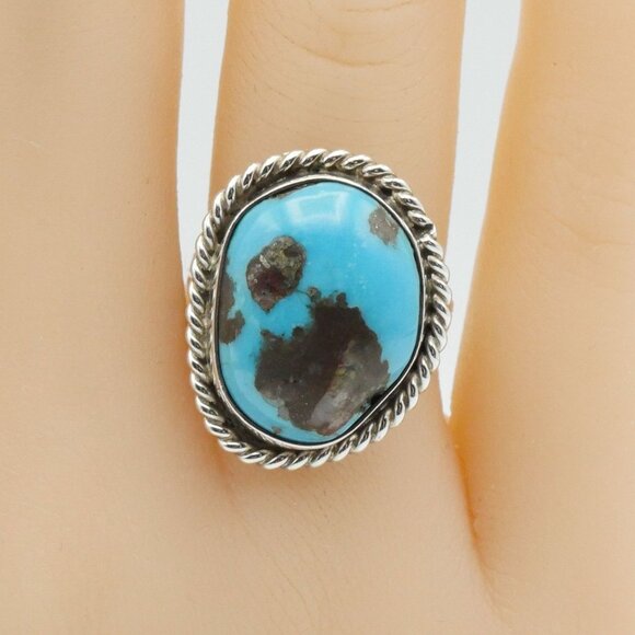 Handmade Turquoise Ring in Sterling Silver Size 6 - Picture 2 of 4